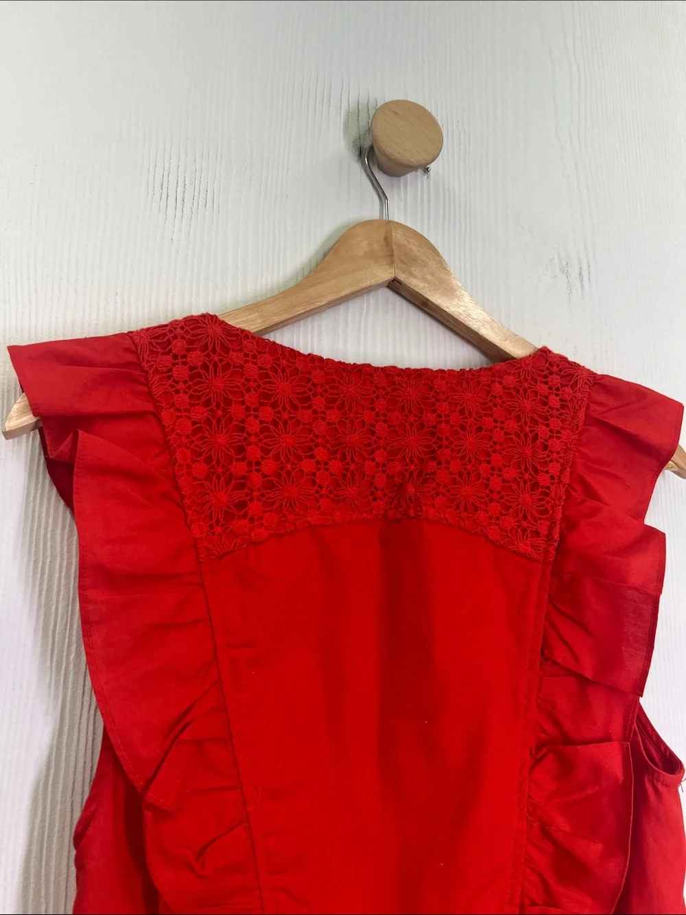 Free People - Half Moon Hot Lave Sleeveless Ruffle Lace Mini Dress Size Medium